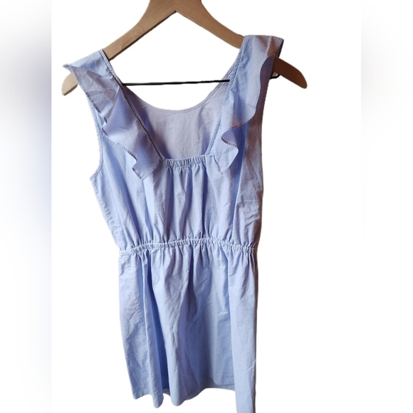 J. Crew Cotton Light Blue Sleeveless Ruffle Size 2 Dress - Picture 2 of 4
